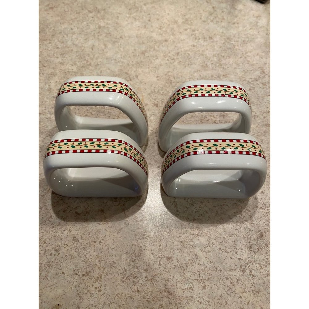4 Sakura Debbie Mumm Napkin Rings Snowman Winter Christmas